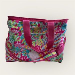 Lily Pulitzer NWT vibrant pink Floral Tote insulated cooler bag